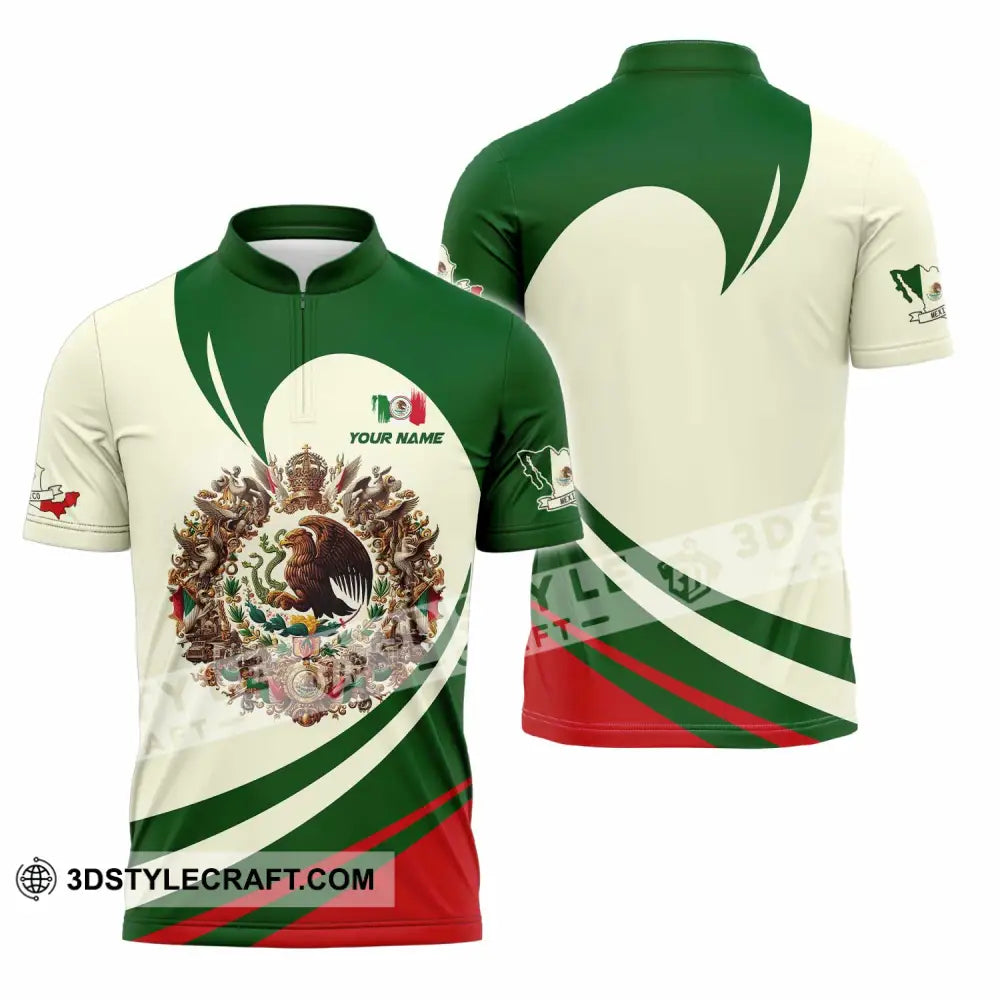 Unisex Shirt - Custom Text Shirt Mexico Shirt Zipper Polo Shirt / S T-shirt