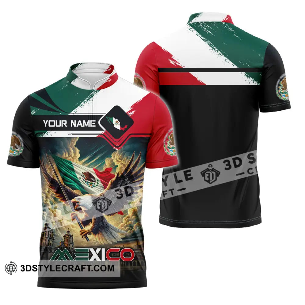 Unisex Shirt - Custom Text Shirt Mexico Shirt Zipper Polo Shirt / S T-shirt