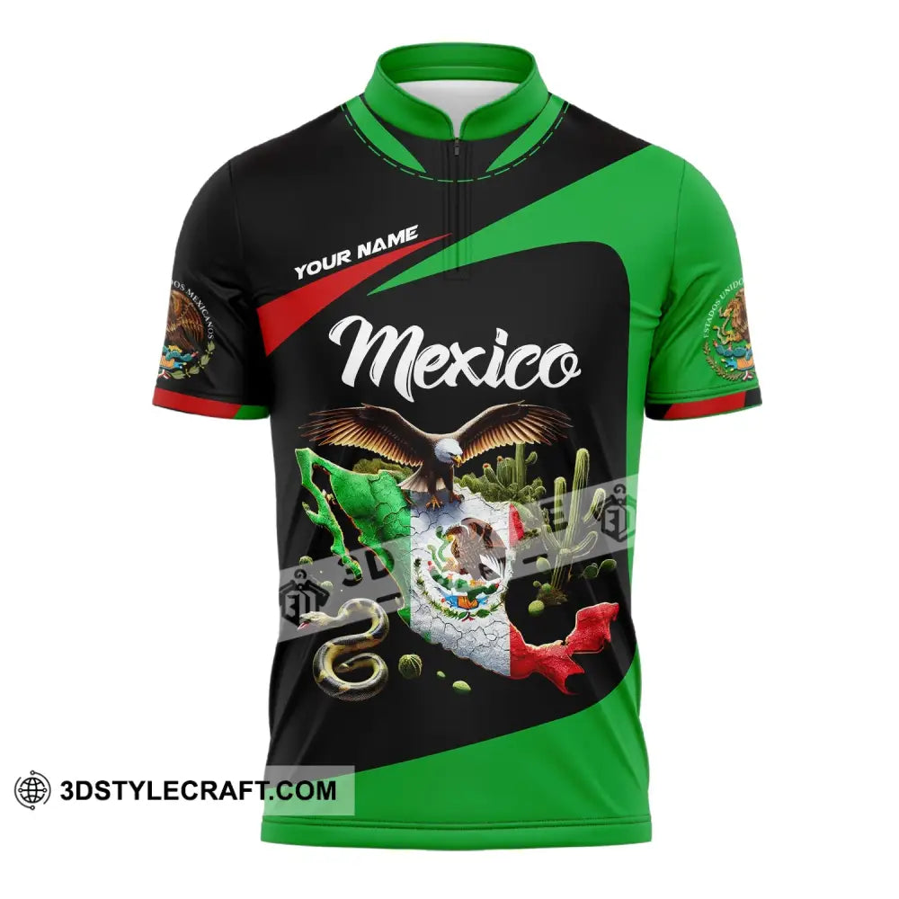 Unisex Shirt - Custom Text Mexico Zipper Polo / S T-Shirt
