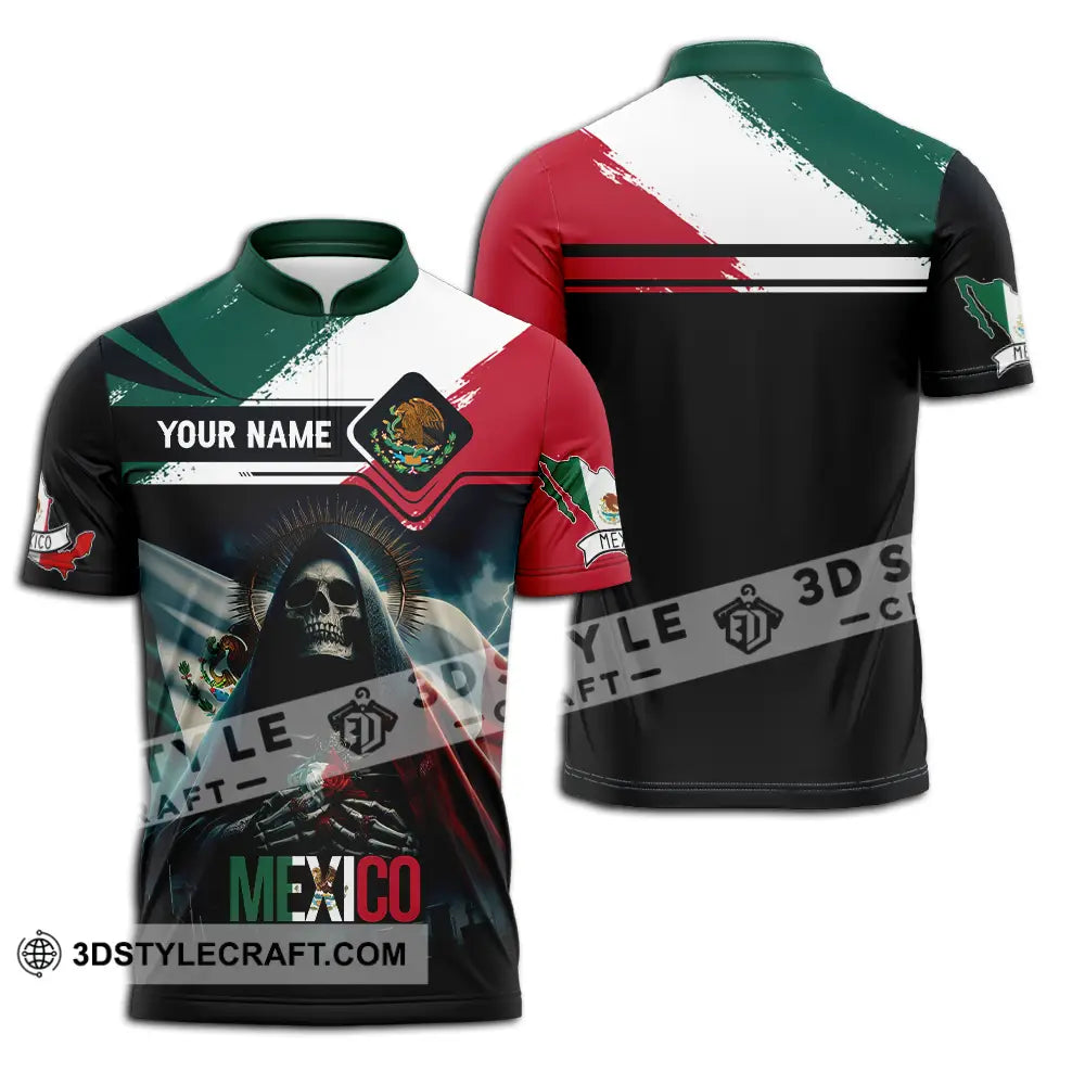 Unisex Shirt - Custom Text Shirt Mexico Shirt Zipper Polo Shirt / S T-shirt