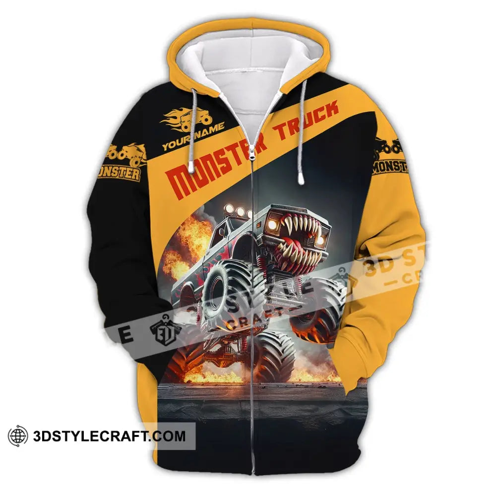 Unisex Shirt - Custom Text Monster Truck Zipper Hoodie / S T-Shirt