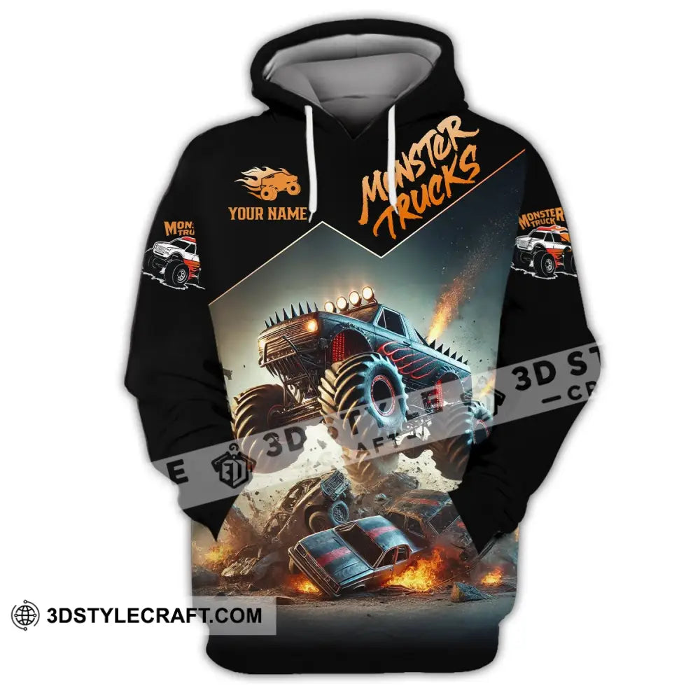 Unisex Shirt - Custom Text Monster Trucks Hoodie / S T-Shirt
