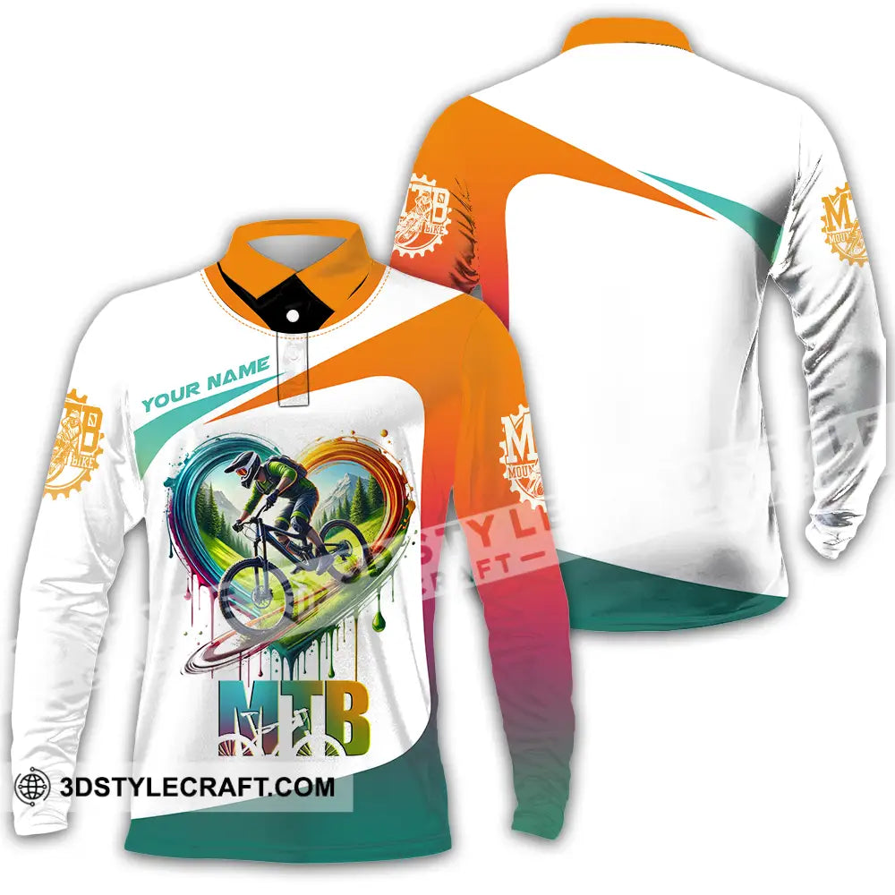 Unisex Shirt - Custom Text Shirt Mountain Bike Shirt Long Sleeve Polo / S T-shirt