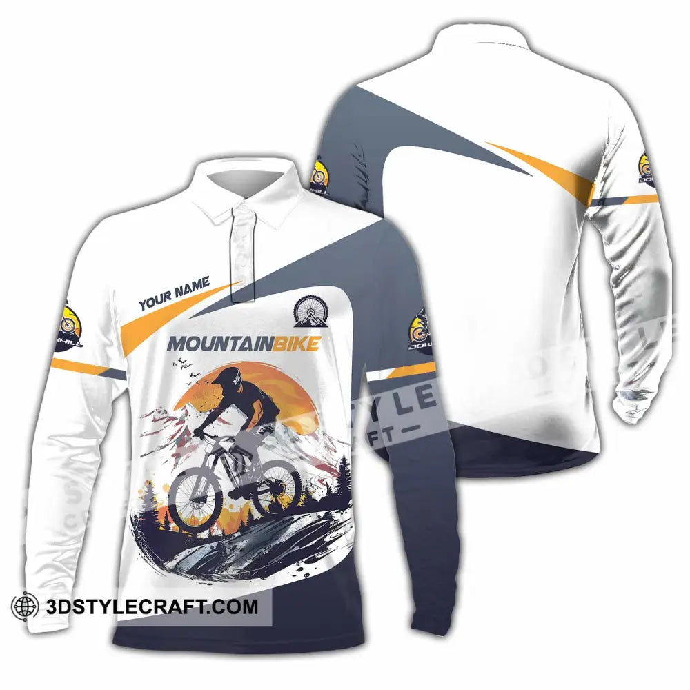 Unisex Shirt - Custom Text Shirt Mountain Bike Shirt Long Sleeve Polo / S T-shirt