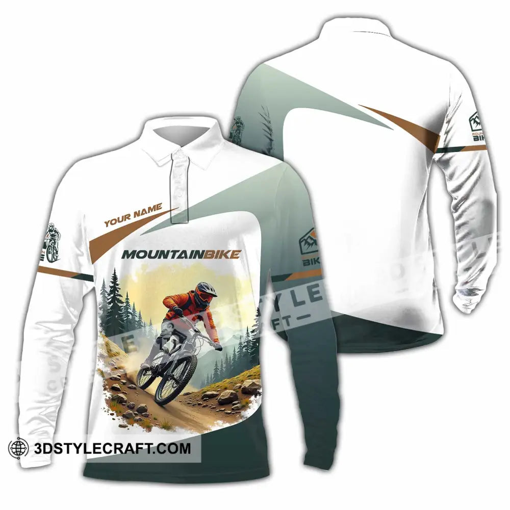 Unisex Shirt - Custom Text Shirt Mountain Bike Shirt Long Sleeve Polo / S T-shirt