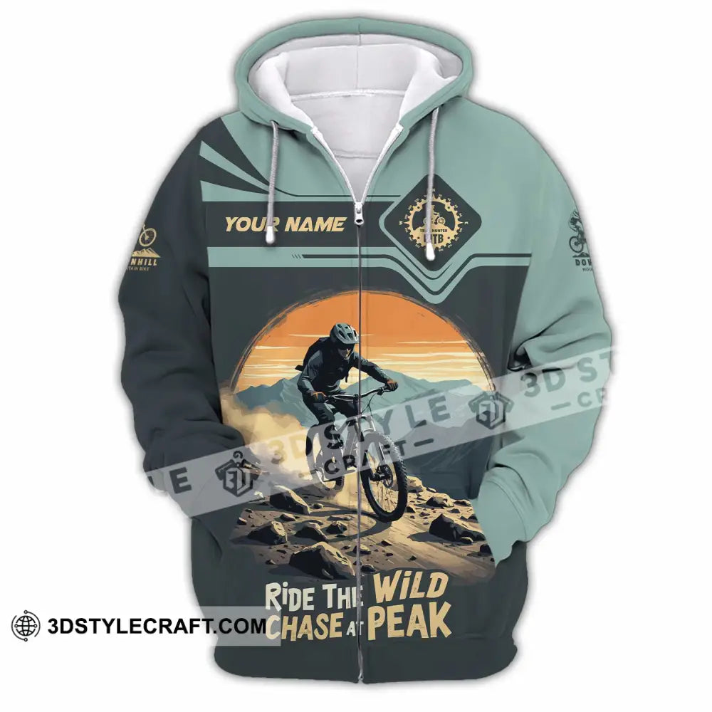 Unisex Shirt - Custom Text Shirt Mountain Bike Ride The Wind Zipper Hoodie / S T-shirt