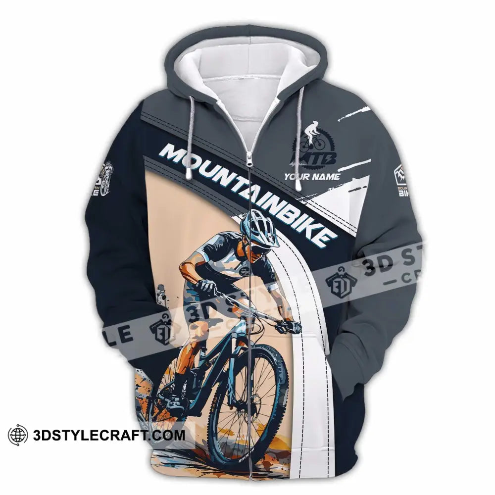 Unisex Shirt - Custom Text Shirt Mountain Bike Shirt Zipper Hoodie / S T-shirt