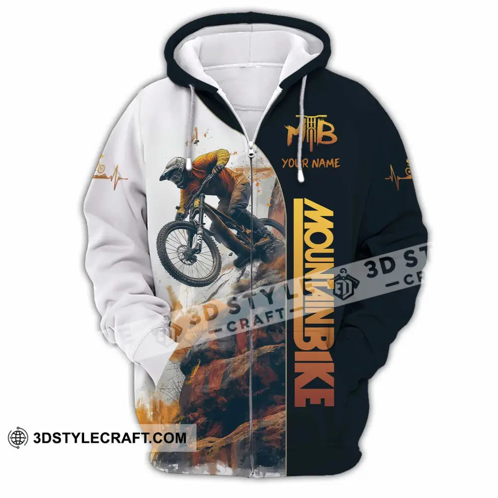Unisex Shirt - Custom Text Mountain Bike Zipper Hoodie / S T-Shirt