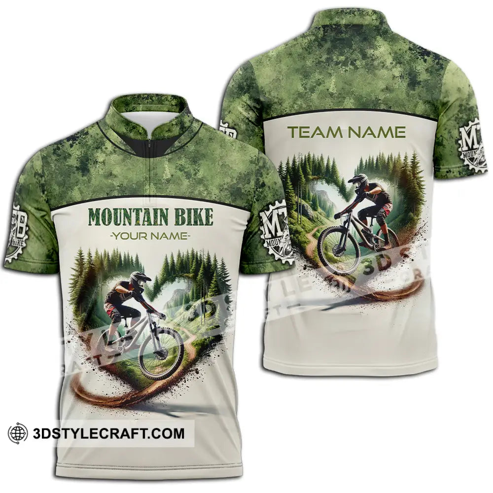 Unisex Shirt - Custom Text Shirt Mountain Bike Shirt Zipper Polo Shirt / S T-shirt