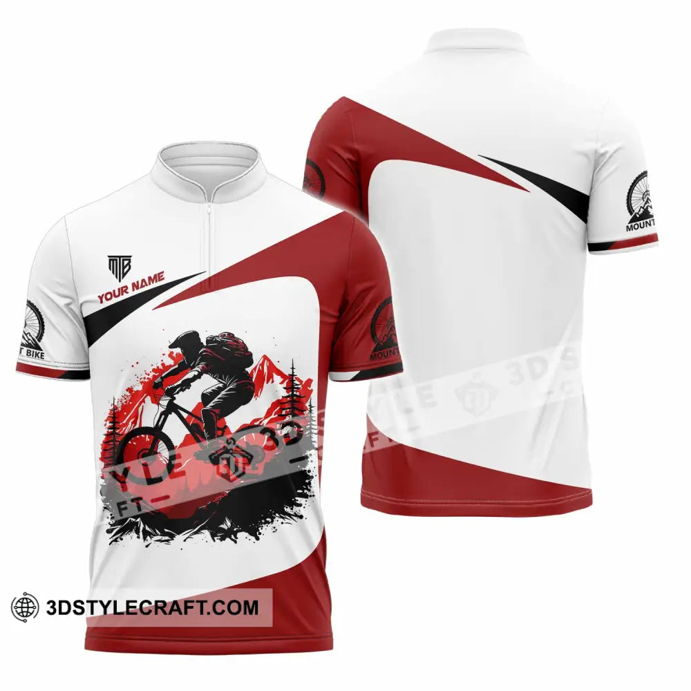 Unisex Shirt - Custom Text Mountain Bike Zipper Polo / S T-Shirt