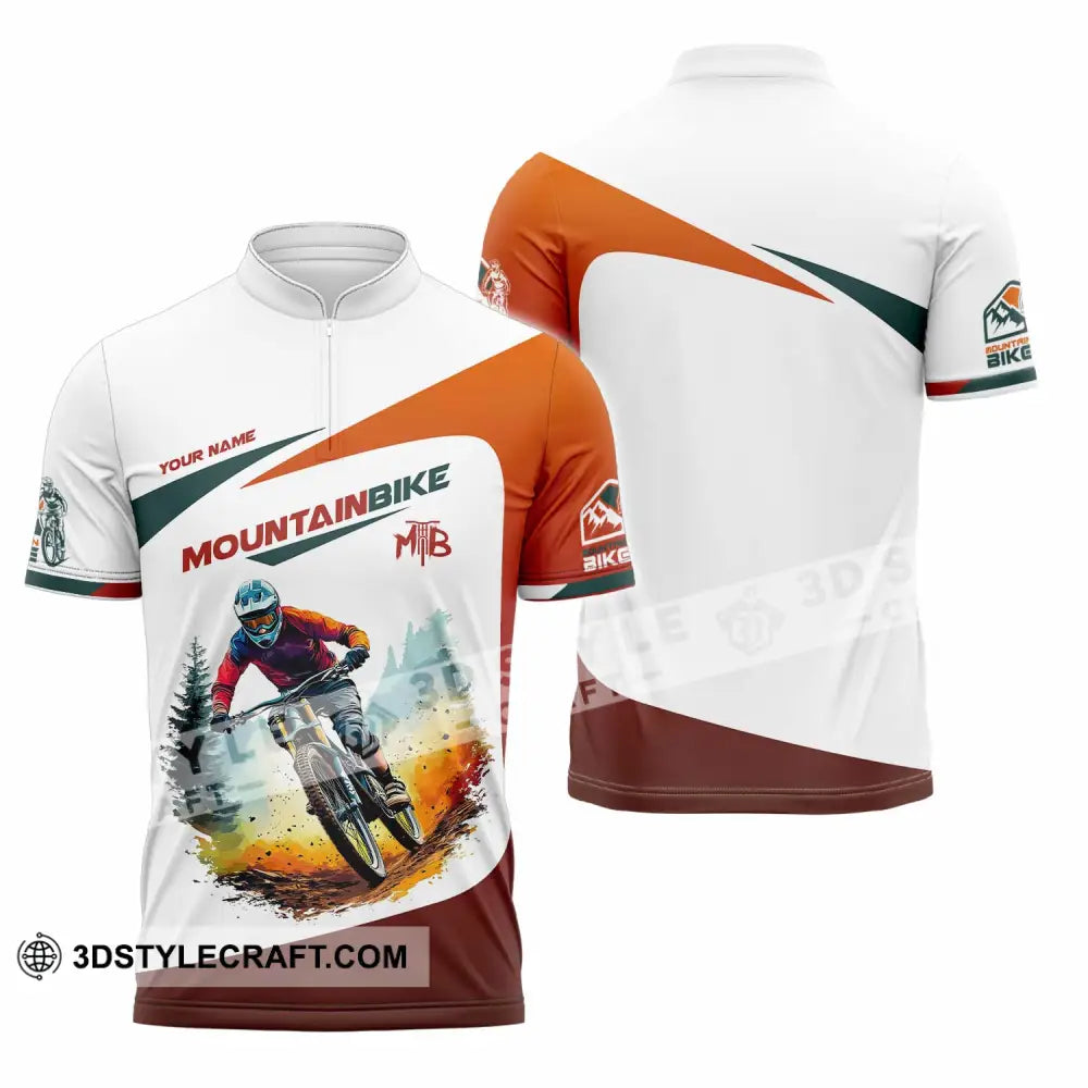 Unisex Shirt - Custom Text Shirt Mountain Bike Shirt Zipper Polo Shirt / S T-shirt