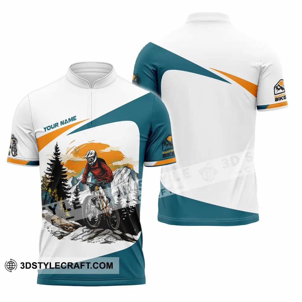 Unisex Shirt - Custom Text Shirt Mountain Bike Shirt Zipper Polo Shirt / S T-shirt