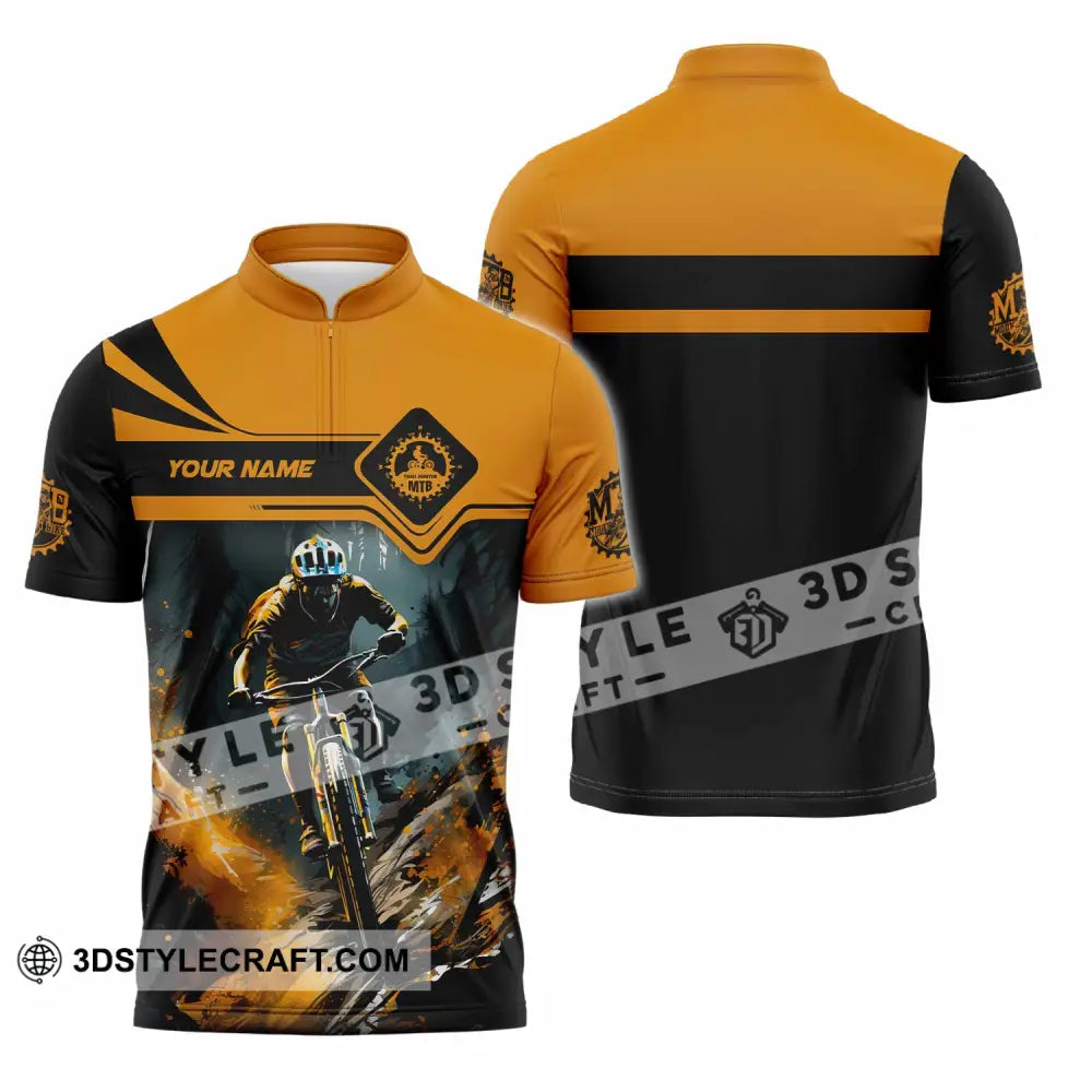 Unisex Shirt - Custom Text Shirt Mountain Bike Shirt Zipper Polo Shirt / S T-shirt