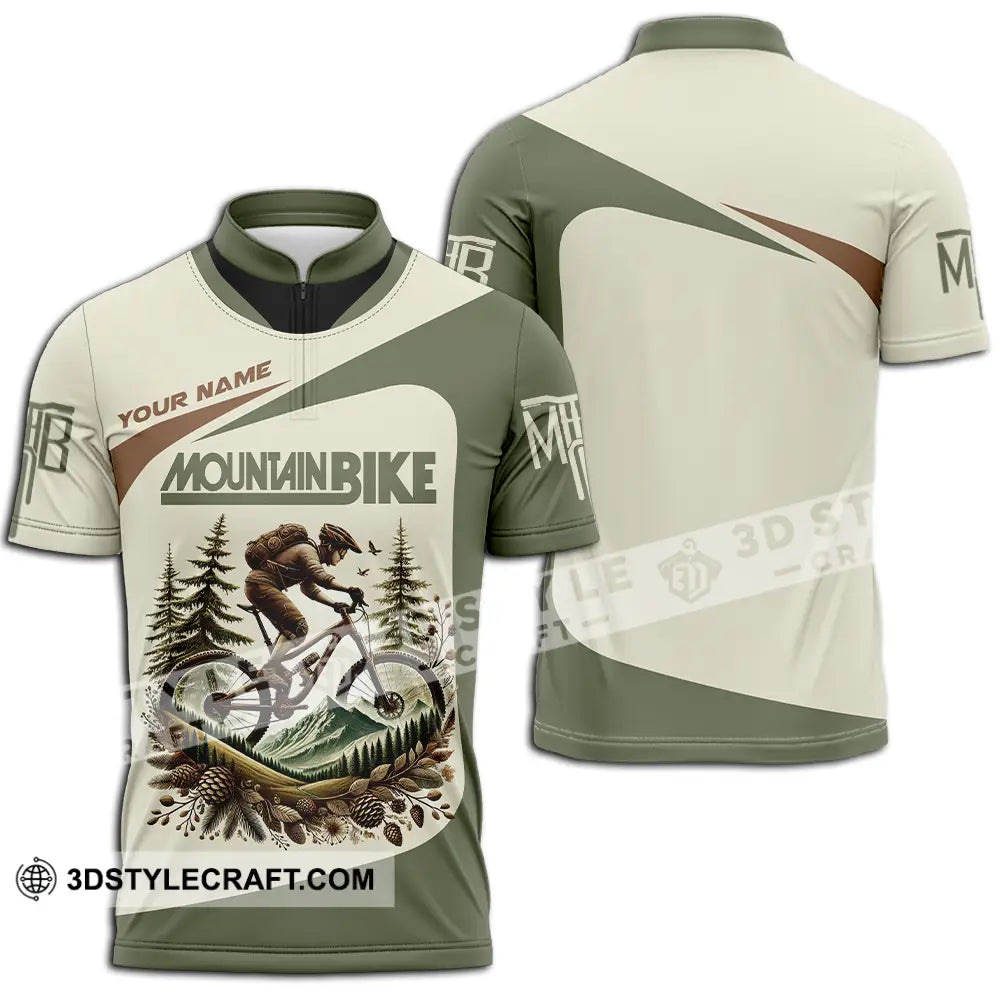 Unisex Shirt - Custom Text Shirt Mountain Bike Shirt Zipper Polo Shirt / S T-shirt