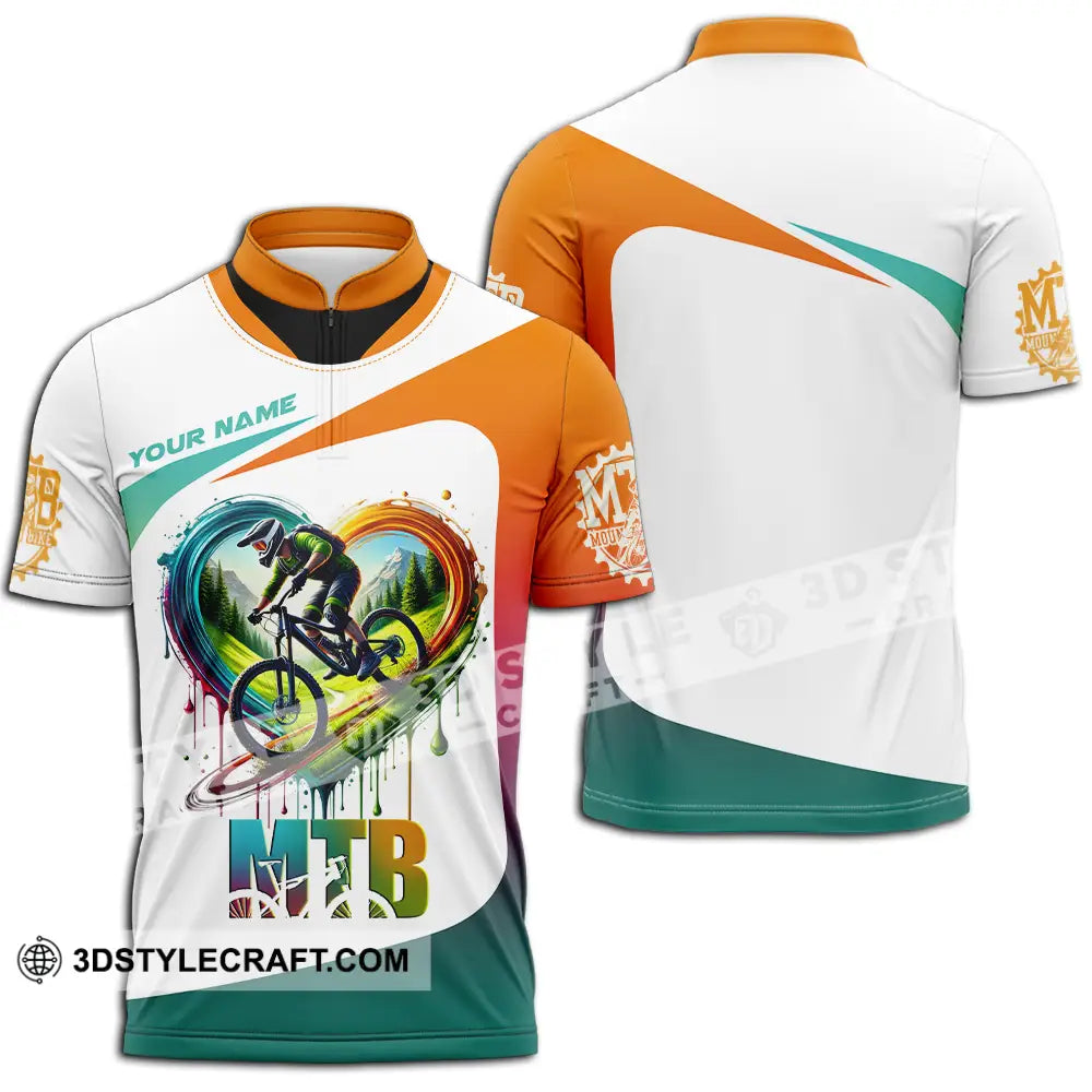 Unisex Shirt - Custom Text Shirt Mountain Bike Shirt Zipper Polo Shirt / S T-shirt
