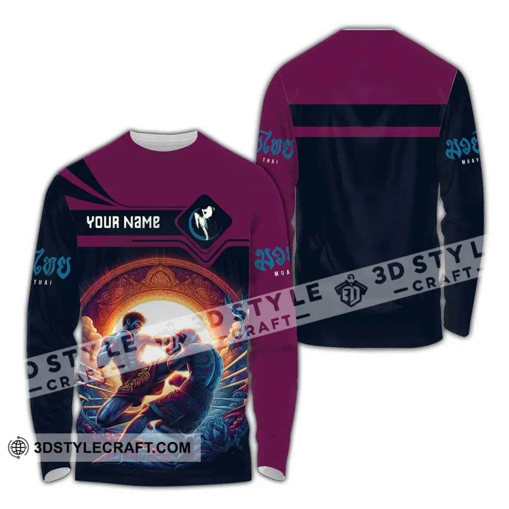 Unisex Shirt - Custom Text Shirt Muay Thai Shirt Long Sleeve Shirt / S T-shirt
