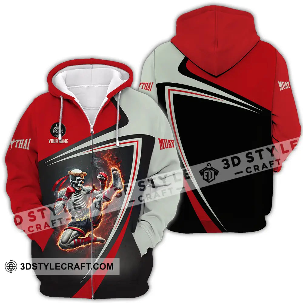 Unisex Shirt - Custom Text Muay Thai Zipper Hoodie / S T-Shirt