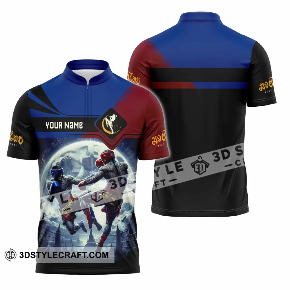 Unisex Shirt - Custom Text Shirt Muay Thai Shirt Zipper Polo Shirt / S T-shirt