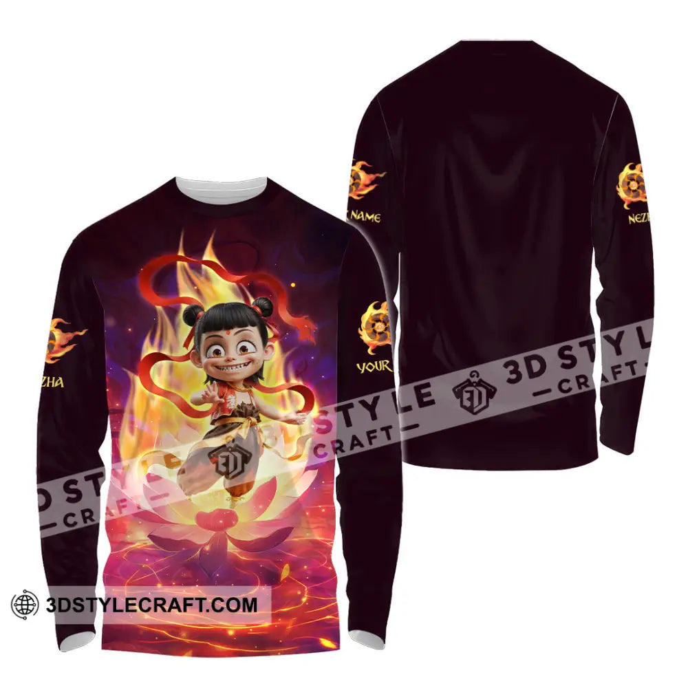 Unisex Shirt - Custom Text Shirt Nezha Shirt Long Sleeve Shirt / S T-shirt