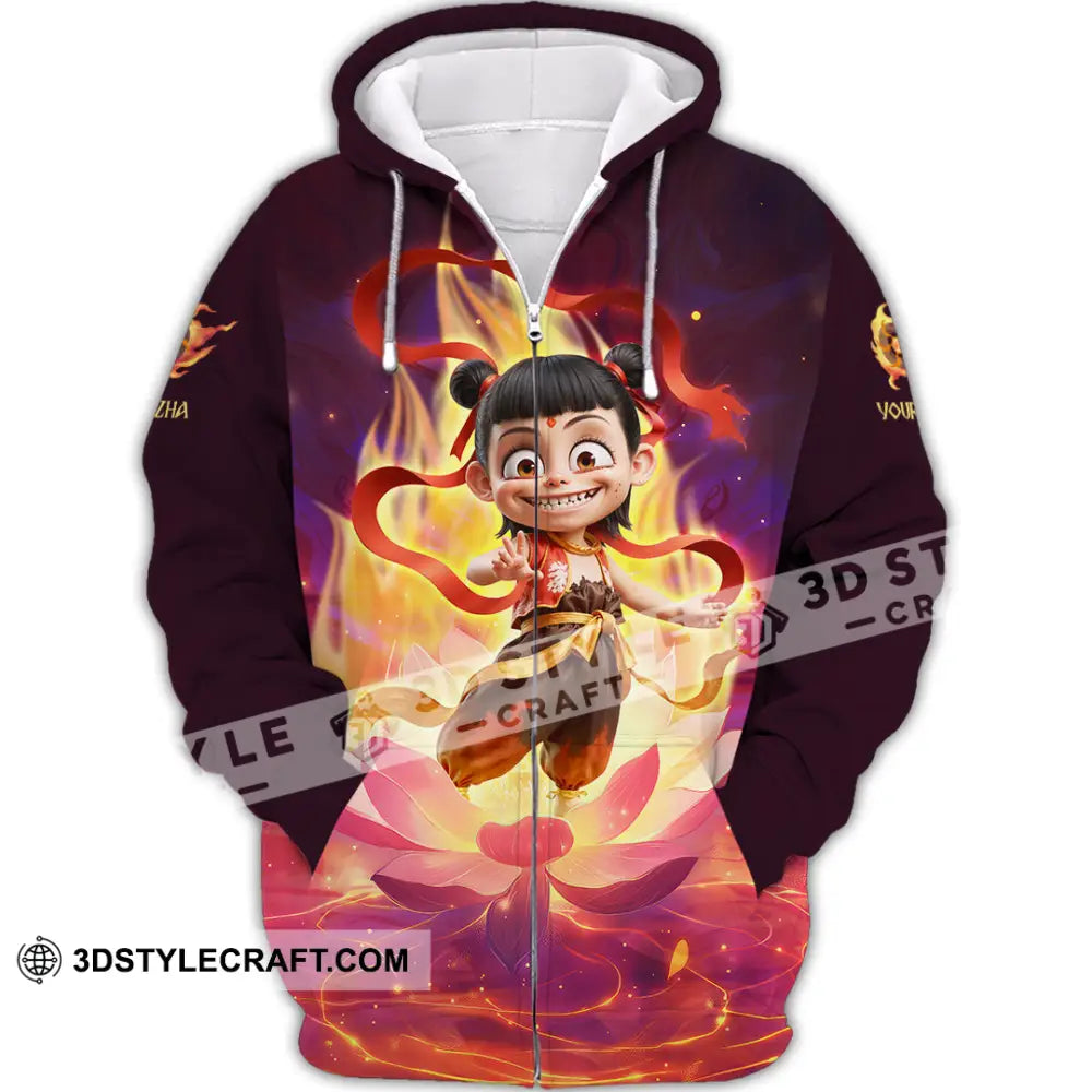 Unisex Shirt - Custom Text Shirt Nezha Shirt Zipper Hoodie / S T-shirt