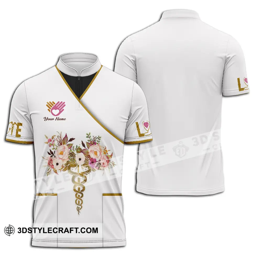 Unisex Shirt - Custom Text Nurse Love Zipper Polo / S T-Shirt