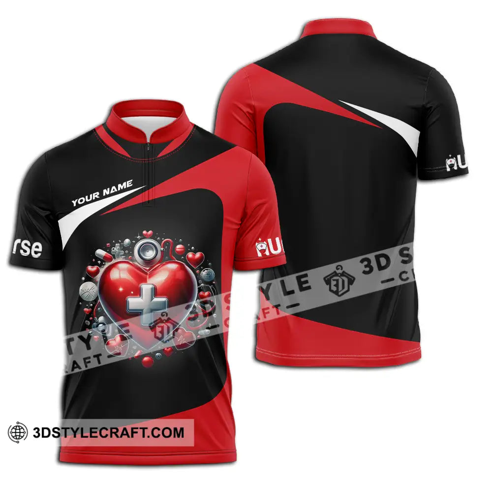 Unisex Shirt - Custom Text Nurse Zipper Polo / S T-Shirt