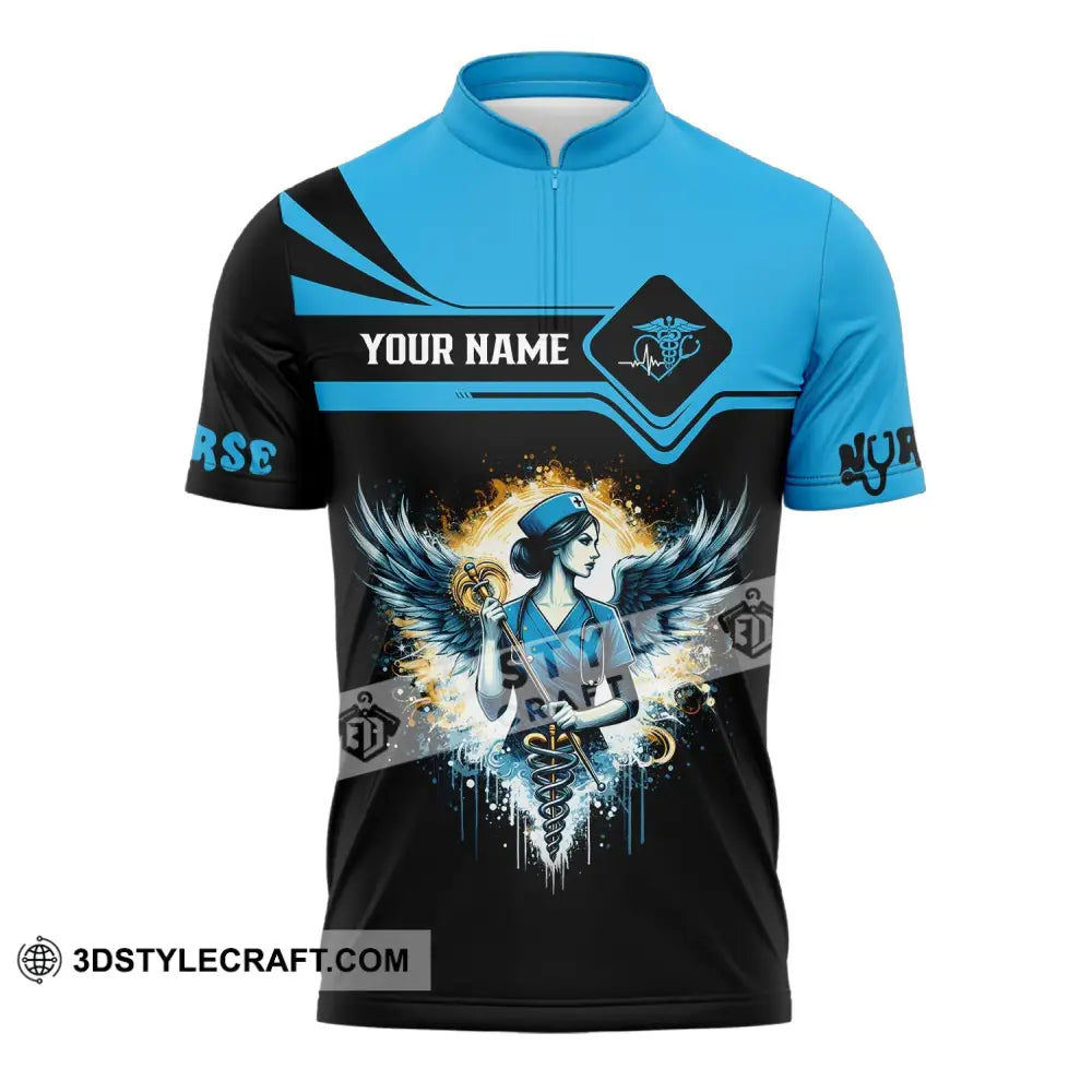 Unisex Shirt - Custom Text Nurse Zipper Polo / S T-Shirt