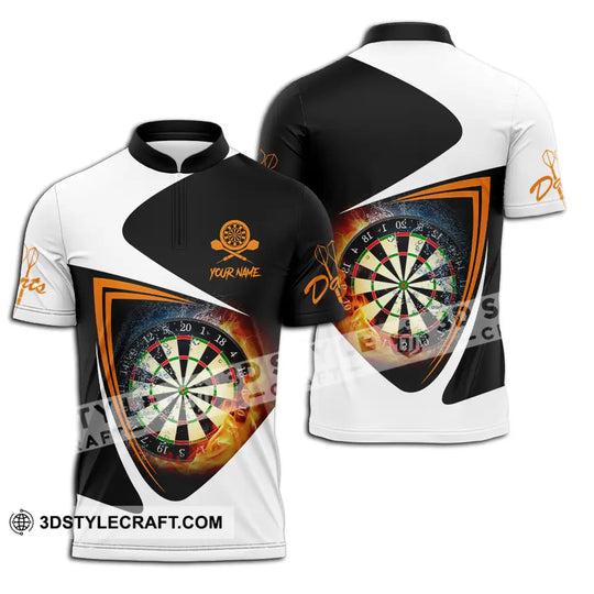 Unisex Shirt - Custom Text Orange Black And White Darts Sport Shirt style option 2