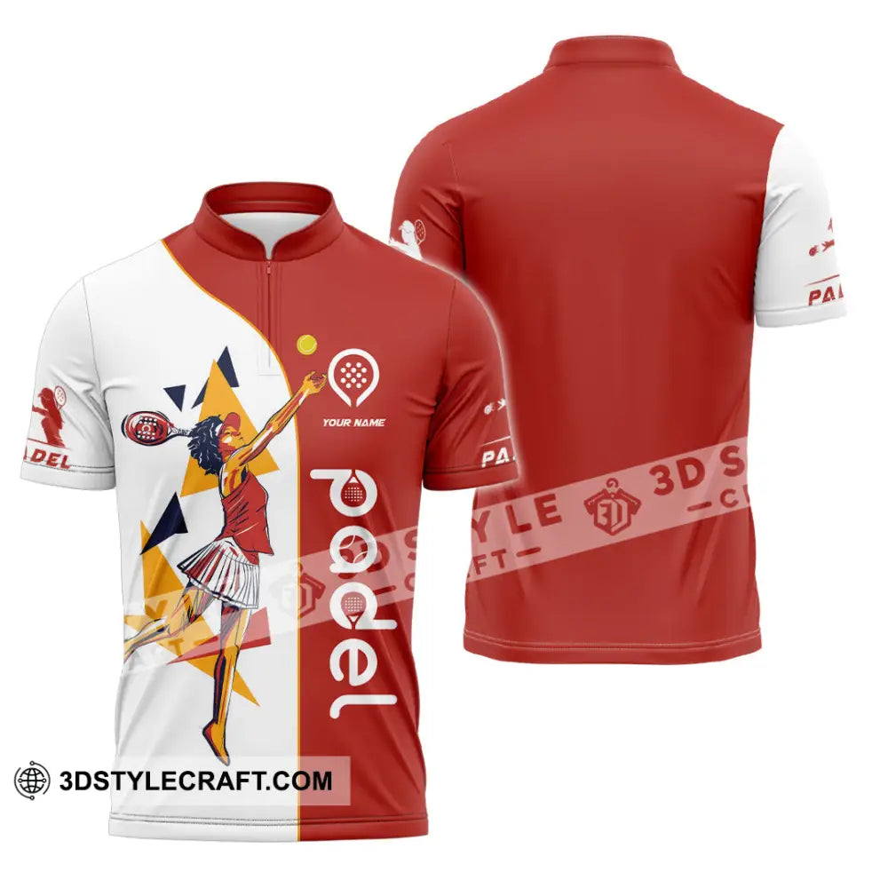 Unisex Shirt - Custom Text Shirt Padel Zipper Polo Shirt / S T-shirt
