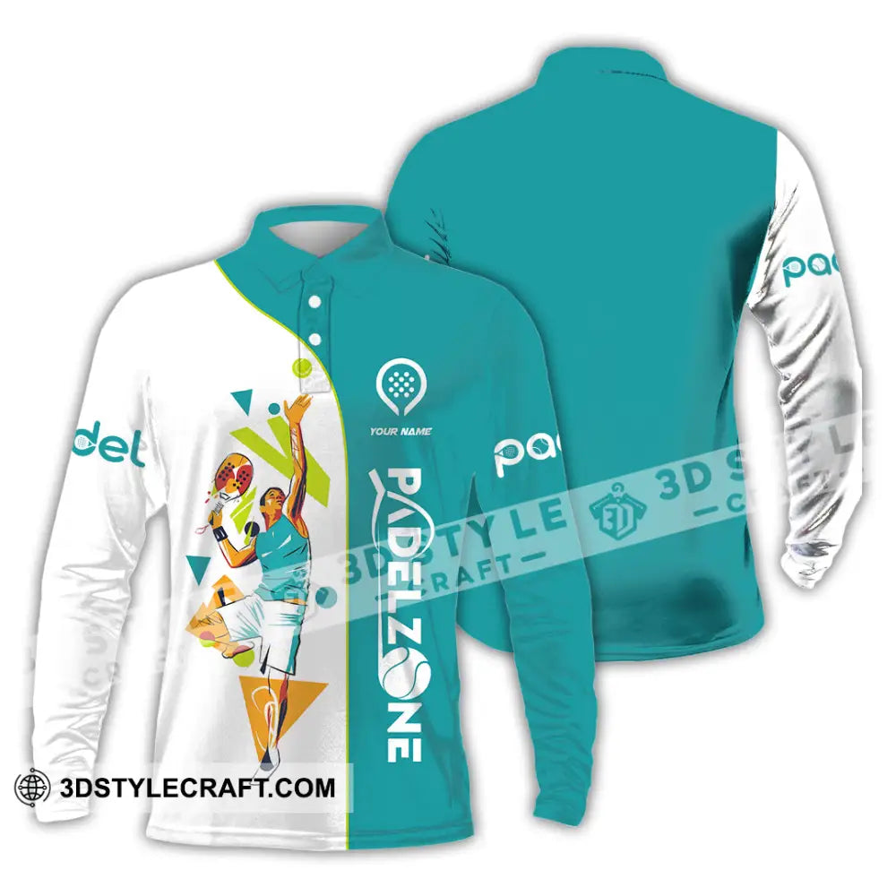 Unisex Shirt - Custom Text Shirt Padel Zone Shirt Long Sleeve Polo / S T-shirt