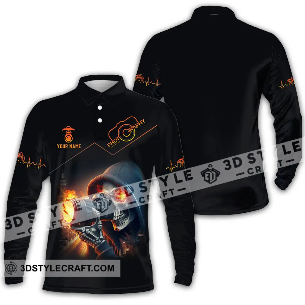 Unisex Shirt - Custom Text Shirt Photography Shirt Long Sleeve Polo / S T-shirt