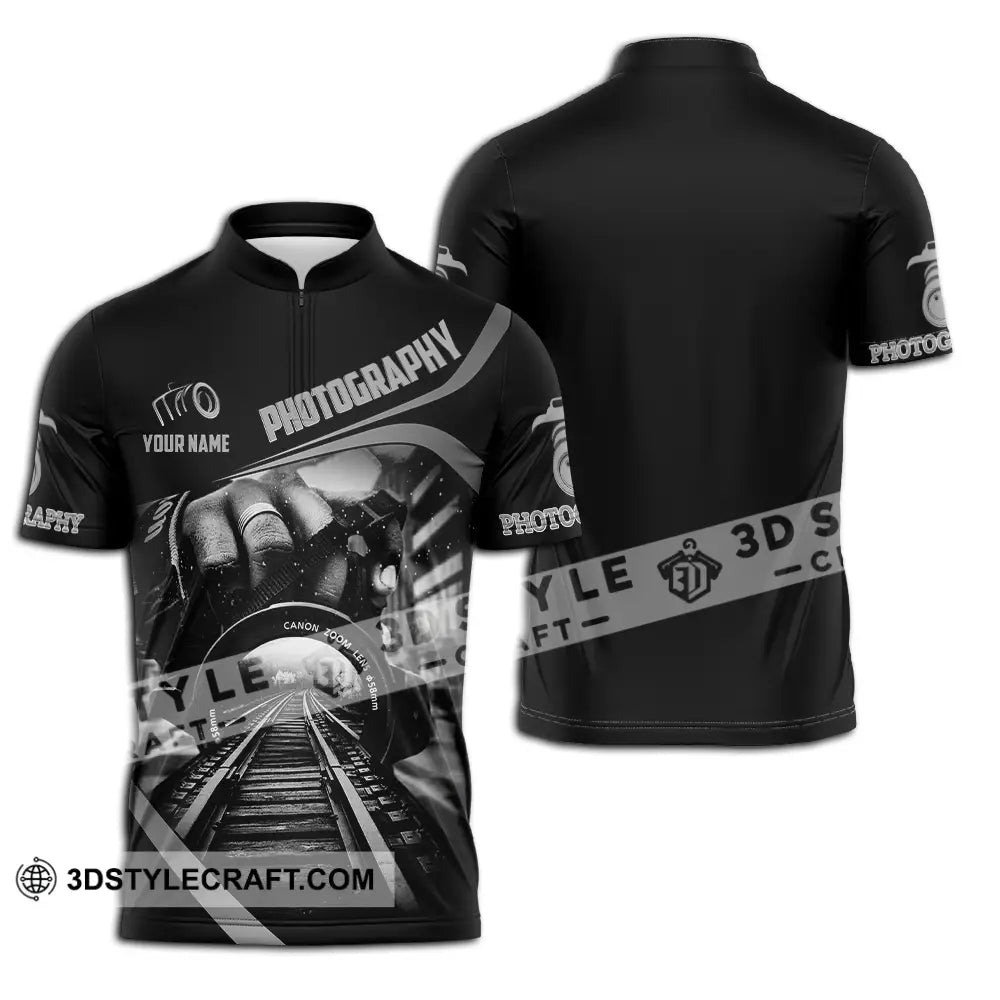 Unisex Shirt - Custom Text Photography Zipper Polo / S T-Shirt