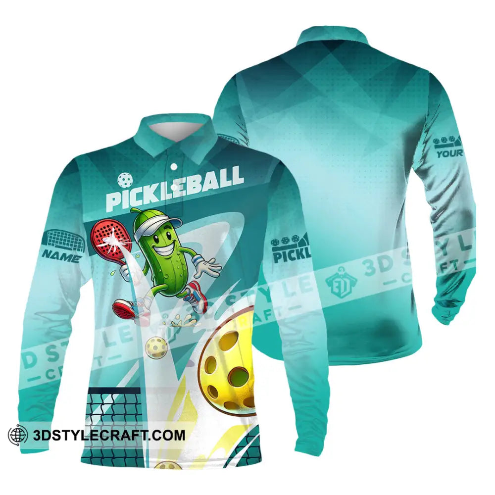 Unisex Shirt - Custom Text Shirt Pickle Ball Shirt Long Sleeve Polo / S T-shirt