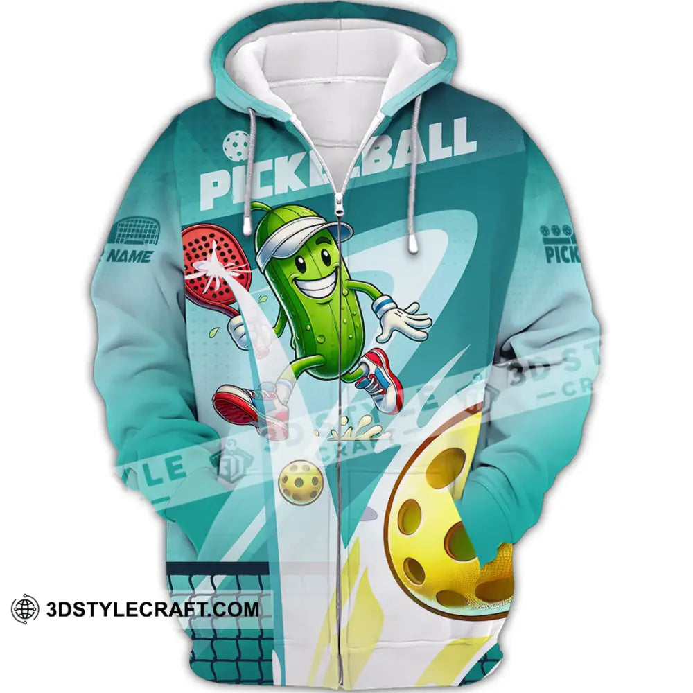 Unisex Shirt - Custom Text Shirt Pickle Ball Shirt Zipper Hoodie / S T-shirt