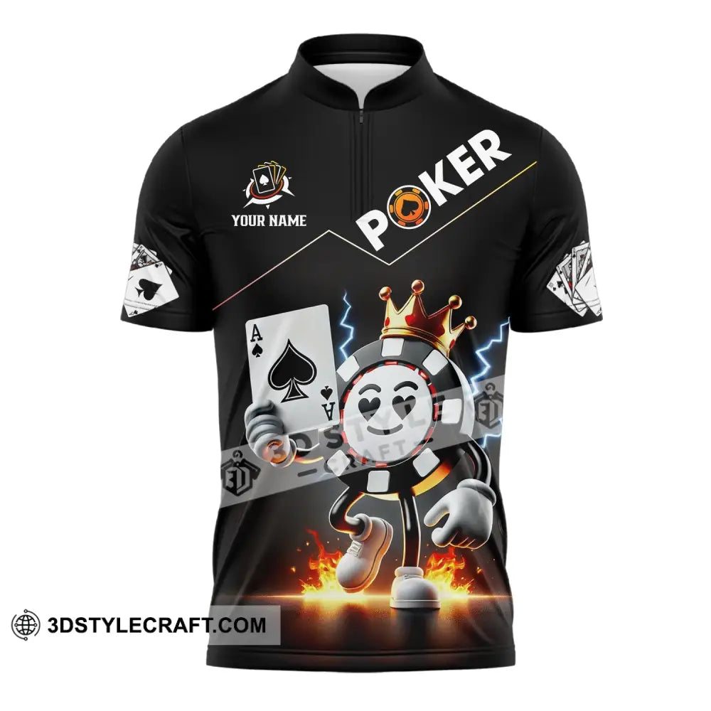 Unisex Shirt - Custom Text Poker Zipper Polo / S T-Shirt
