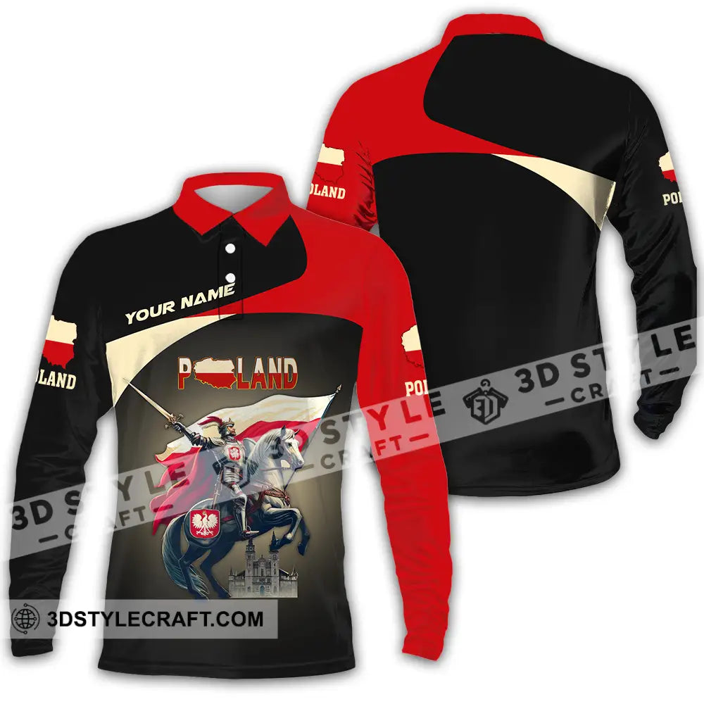 Unisex Shirt - Custom Text Poland Long Sleeve Polo / S T-Shirt