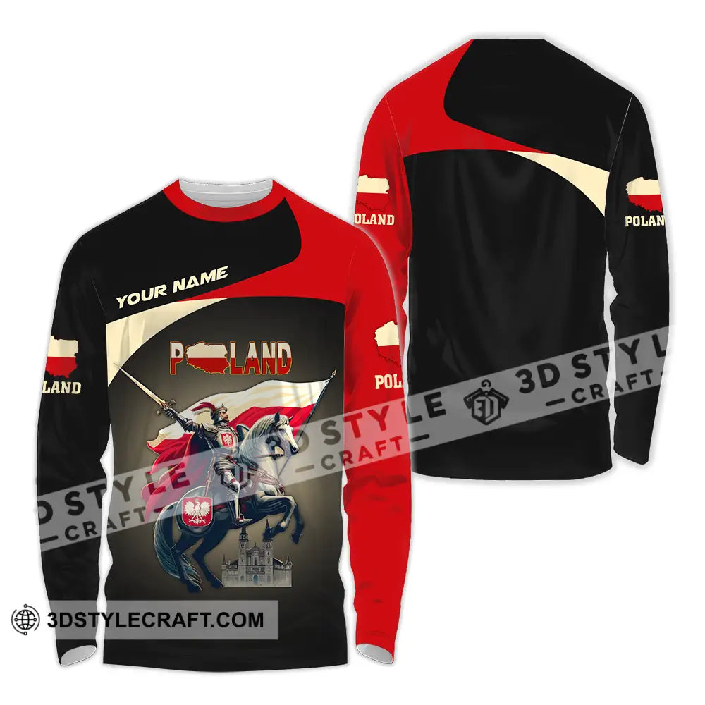 Unisex Shirt - Custom Text Poland Long Sleeve / S T-Shirt