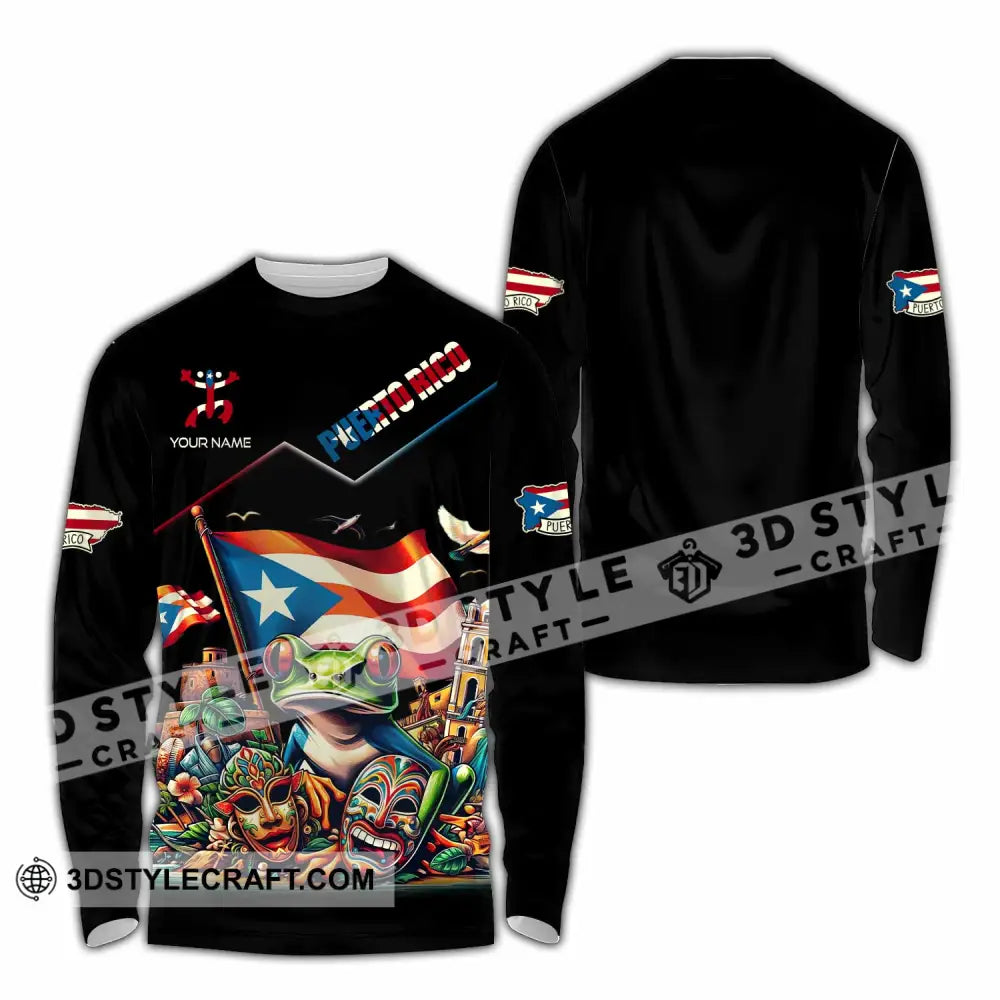 Unisex Shirt - Custom Text Shirt Puerto Rico Shirt Long Sleeve Shirt / S T-shirt