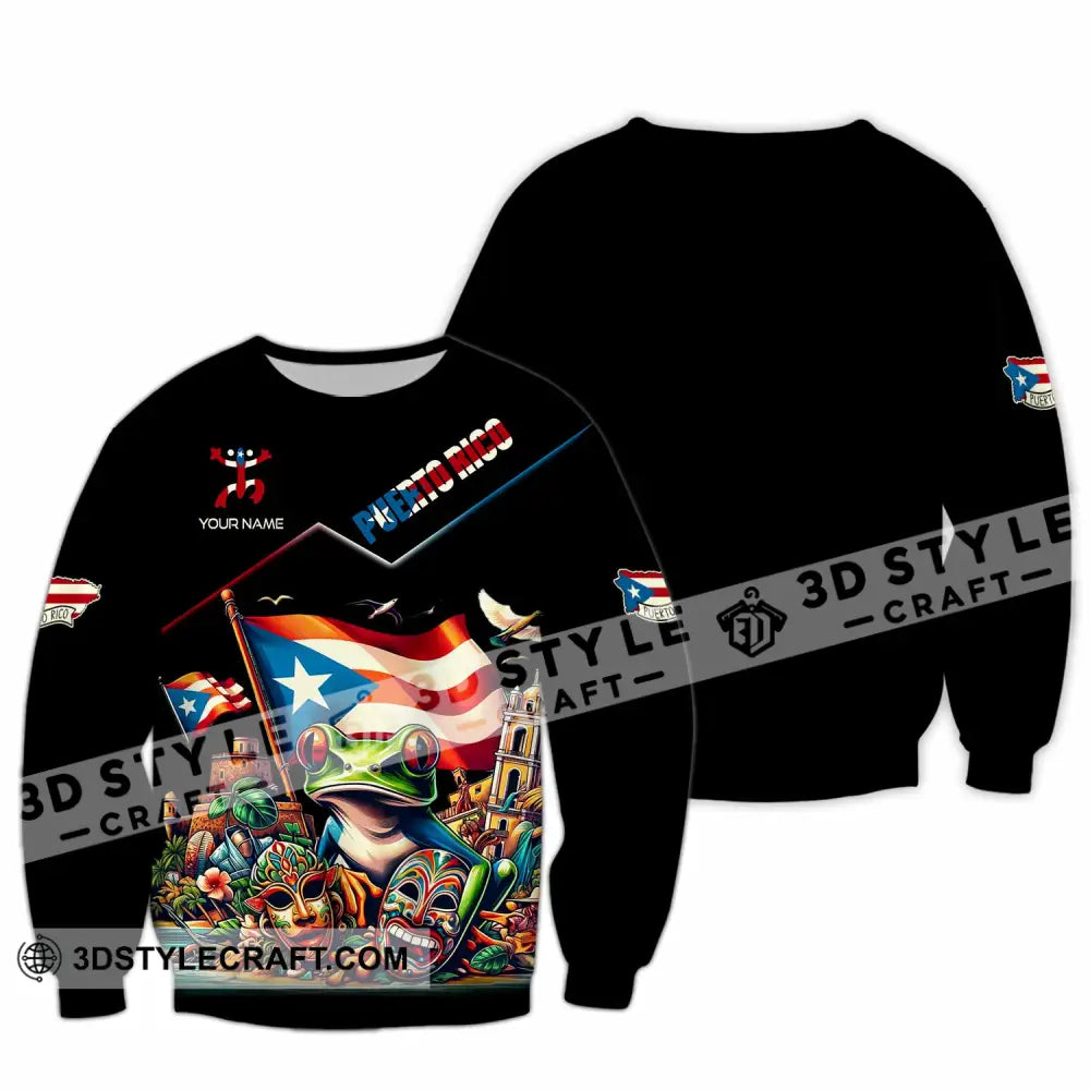 Unisex Shirt - Custom Text Shirt Puerto Rico Shirt Long Sleeve / S T-shirt