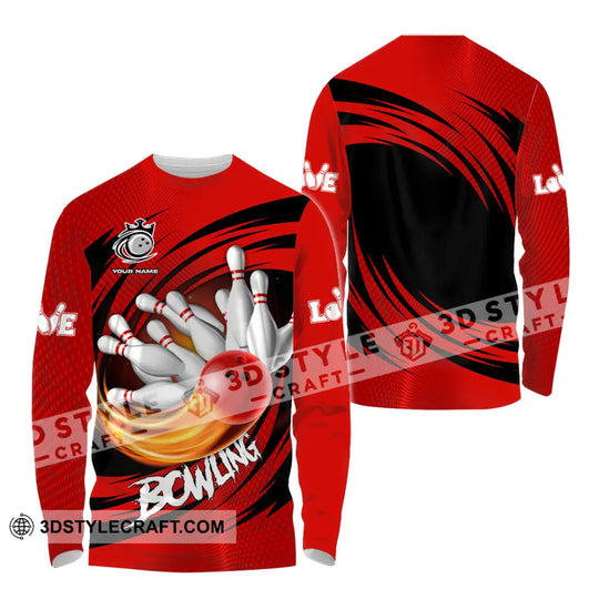 Unisex Shirt - Custom Text Red Ball Bowling Player Sport Shirt style option 4