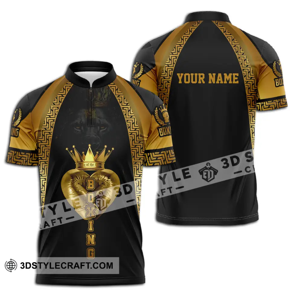 Unisex Shirt - Custom Text Shirt Royal Boxing Shirt Zipper Polo Shirt / S T-shirt