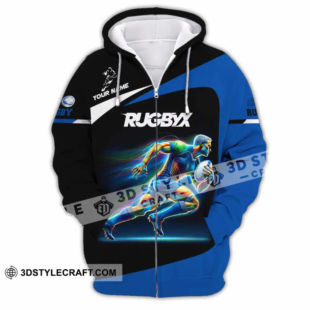 Unisex Shirt - Custom Text Rugby Zipper Hoodie / S T-Shirt