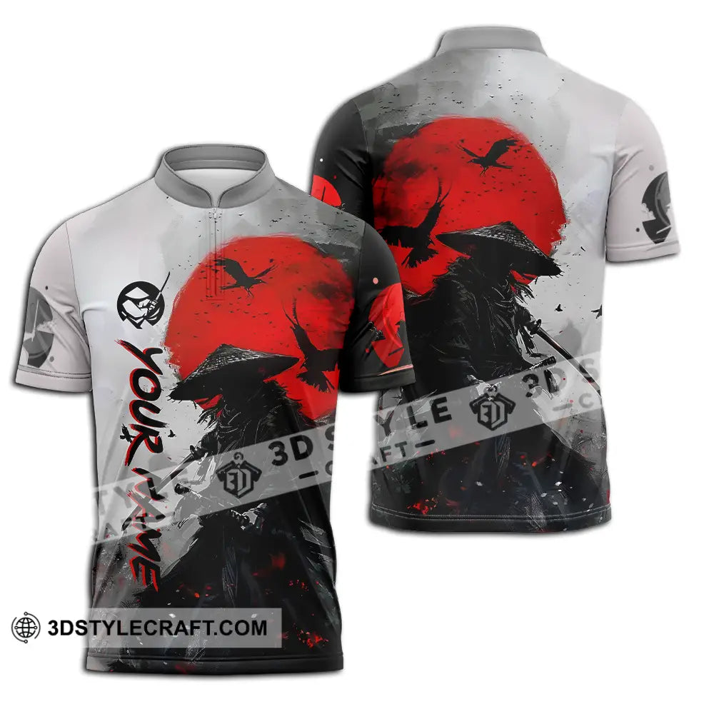 Unisex Shirt - Custom Text Samurai Zipper Polo / S T-Shirt