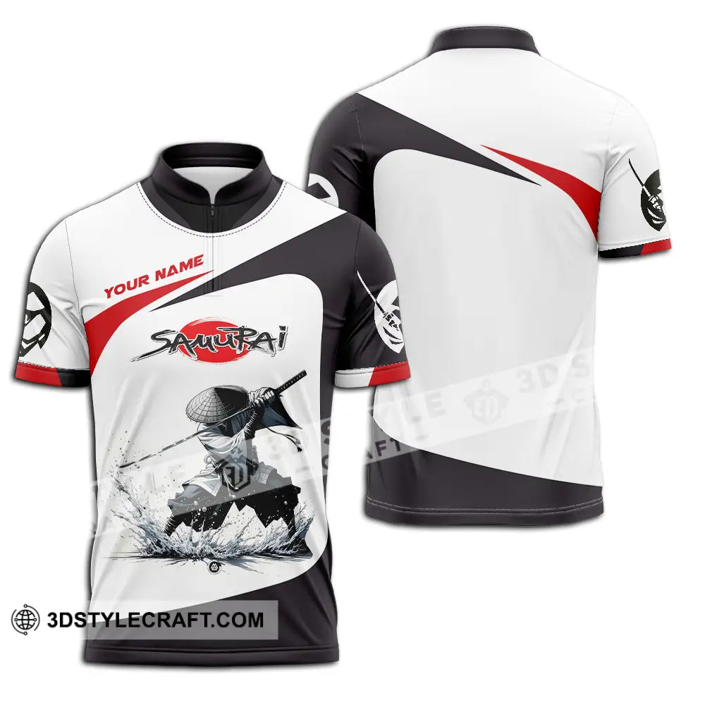 Unisex Shirt - Custom Text Samurai Zipper Polo / S T-Shirt