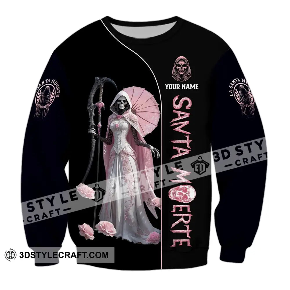 Unisex Shirt - Custom Text Santa Muerte Long Sleeve / S T-Shirt