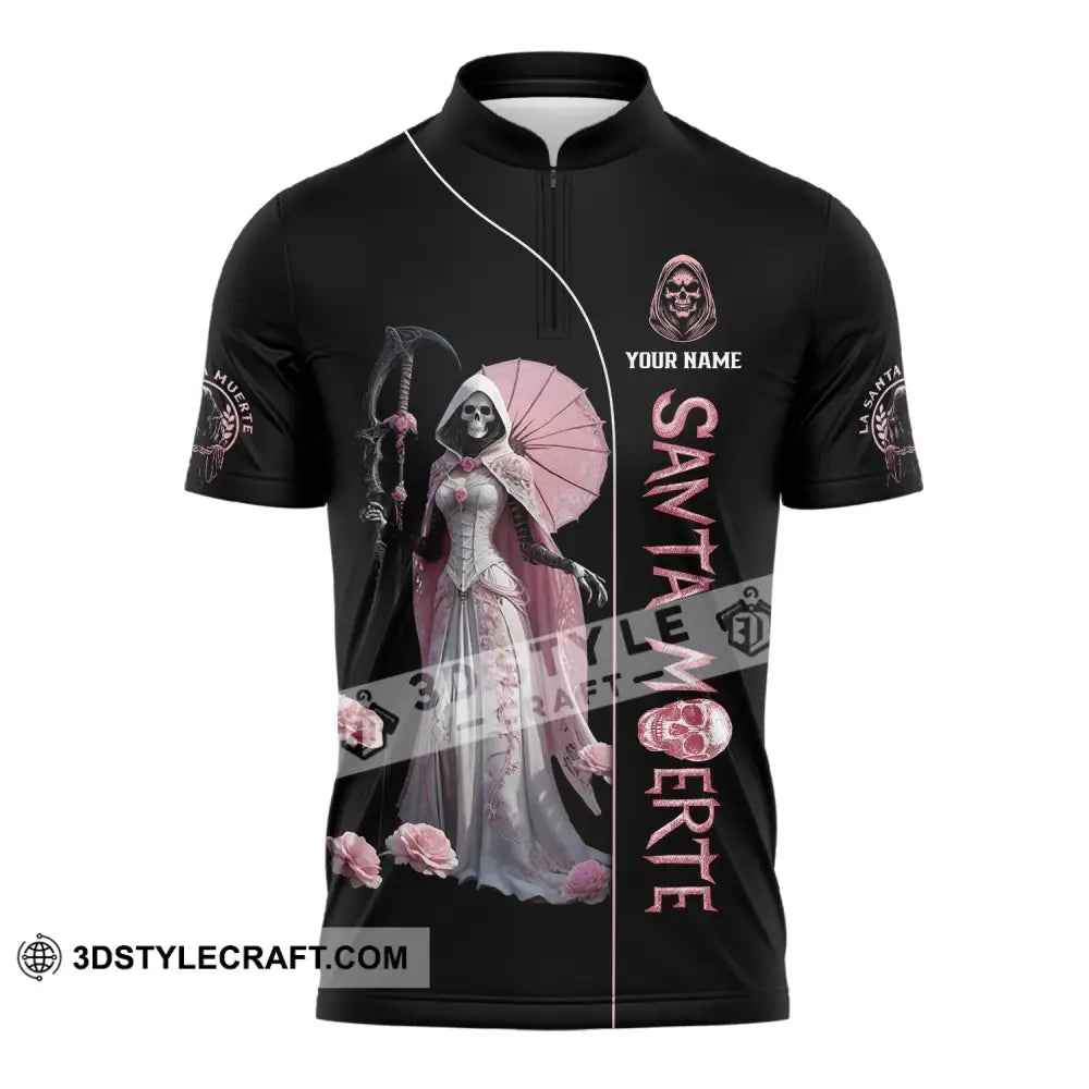 Unisex Shirt - Custom Text Santa Muerte Polo / S T-Shirt