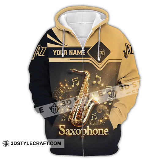 Unisex Shirt - Custom Text Saxophone Zipper Hoodie / S T-Shirt