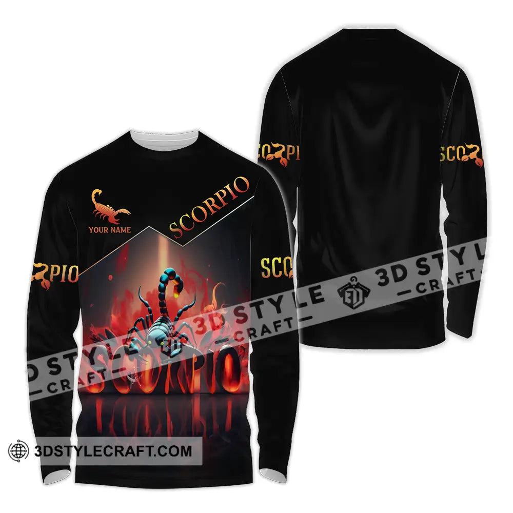 Unisex Shirt - Custom Text Scorpio Long Sleeve / S T-Shirt