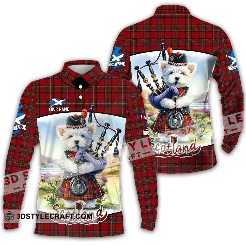 Unisex Shirt - Custom Text Shirt Scotland Dog Shirt Long Sleeve Polo / S T-shirt