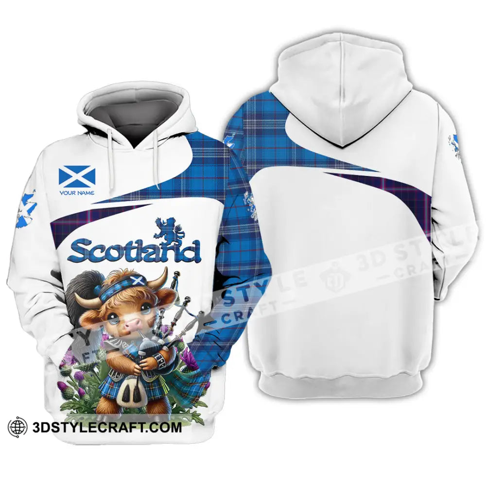 Unisex Shirt - Custom Text Shirt Scotland Highland Cow With Bagpipes Shirt Hoodie / S T-shirt